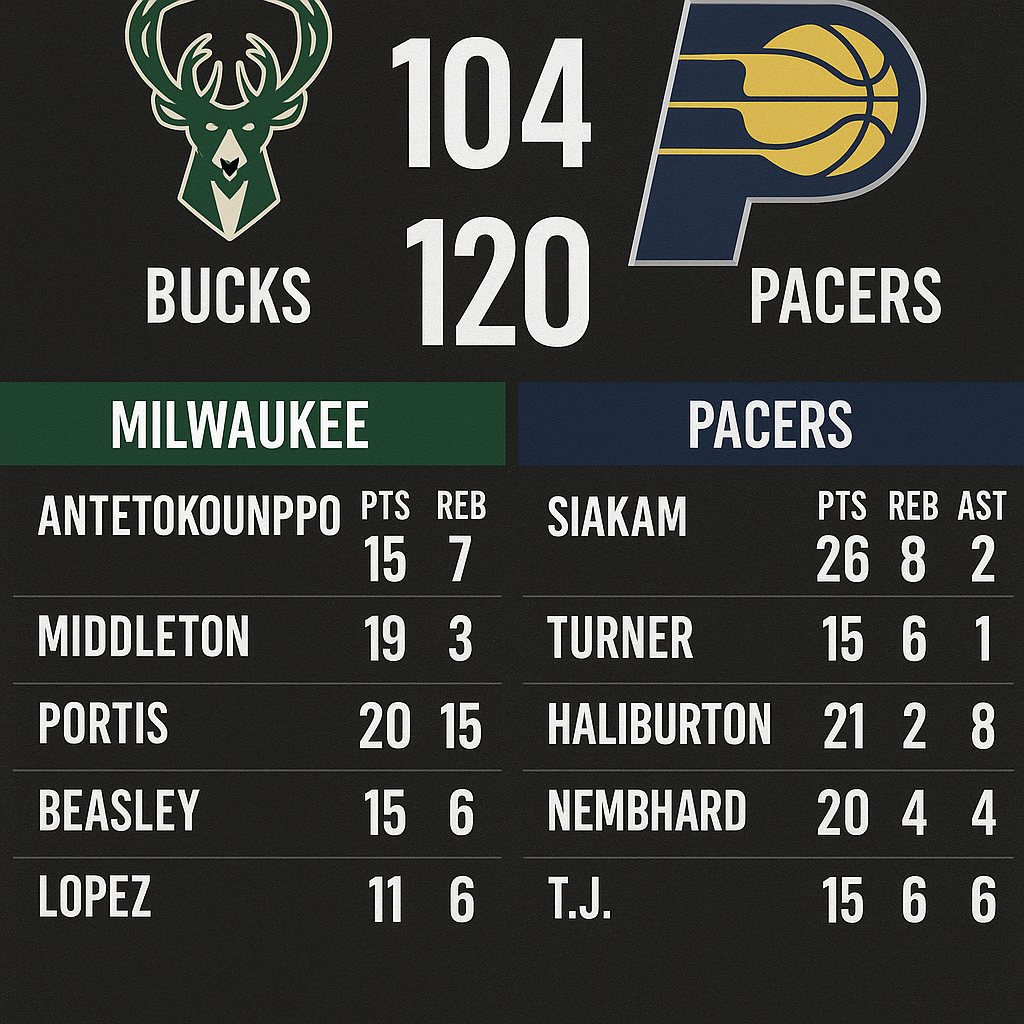 milwaukee bucks vs pacers match player stats