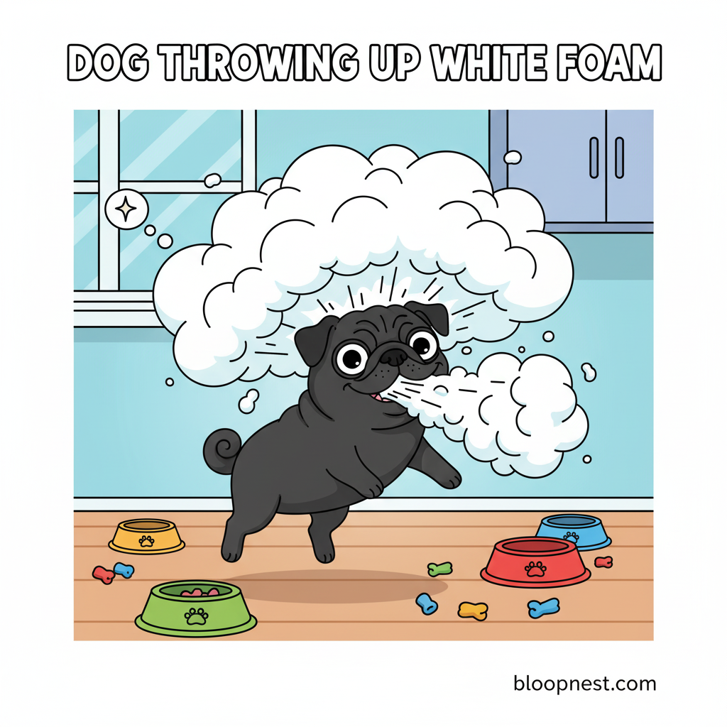 dog throwing up white foam