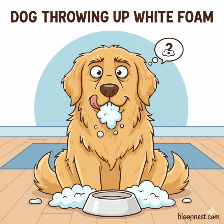dog throwing up white foam