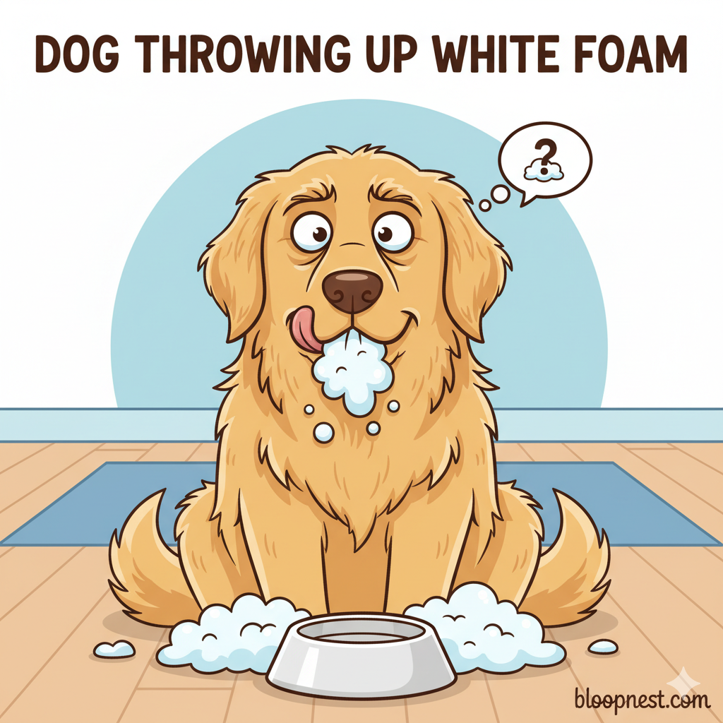 dog throwing up white foam